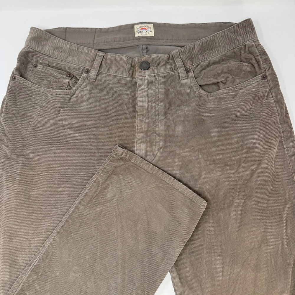 Faherty Brand Mens 33x32 Brown Organic Cotton Stretch Corduroy 5-Pocket Pants